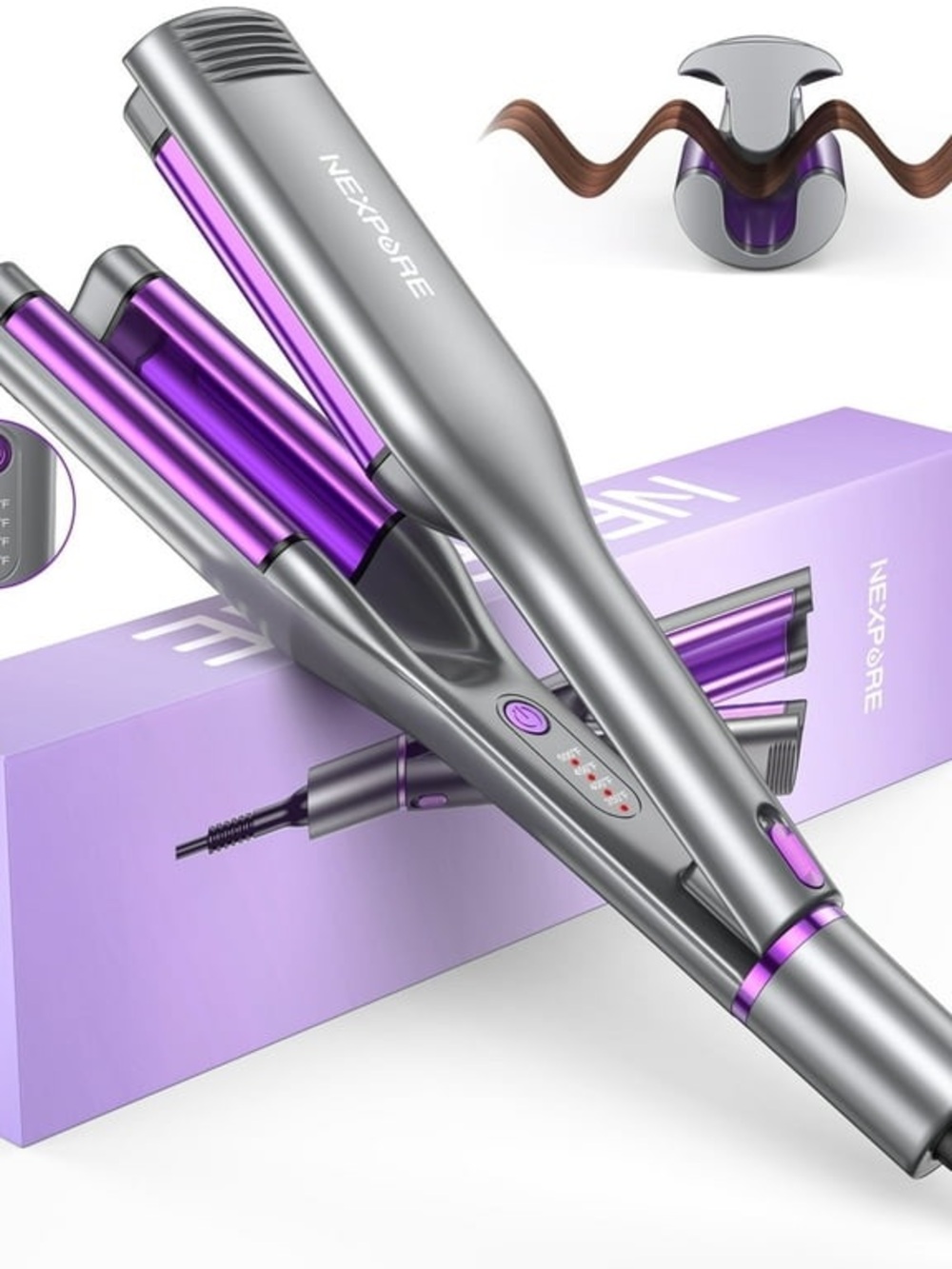 Nexpure Hair curler/Waver- Metallic Gray with Purple Accents
